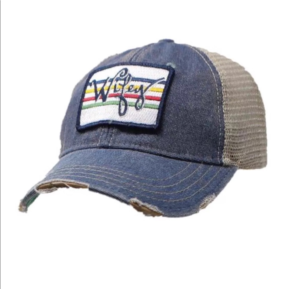 JUDITH MARCH NEW Wifey DISTRESSED HAT Blue Trucker